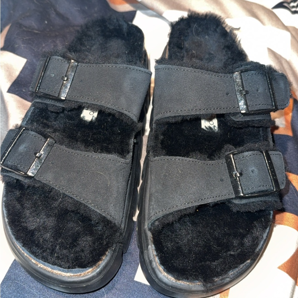 Birkenstock Platform Fuzzy Sandals